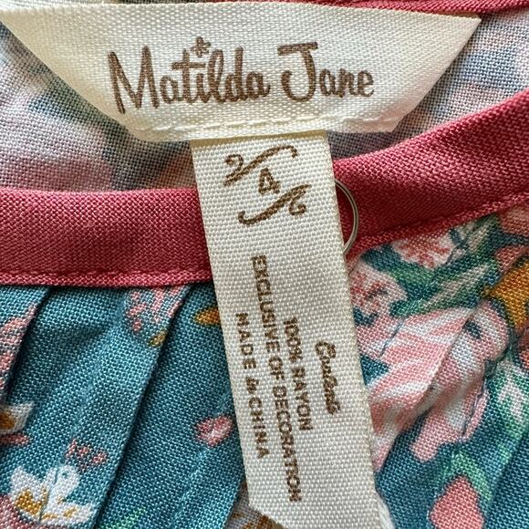 NWT Matilda Jane Just Imagine Afina Blue Pink Floral Rayon Top Long Sleeves 4 - Picture 6 of 7